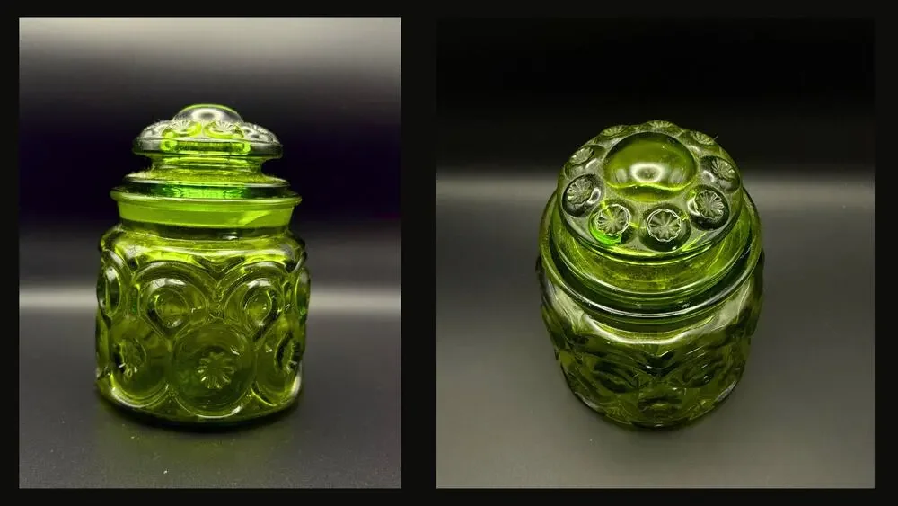 L. E. Smith Moon and Stars canister with lid